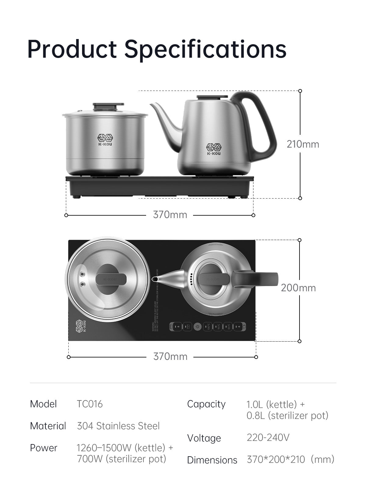 K·KOU TC016 Electric Kettle
