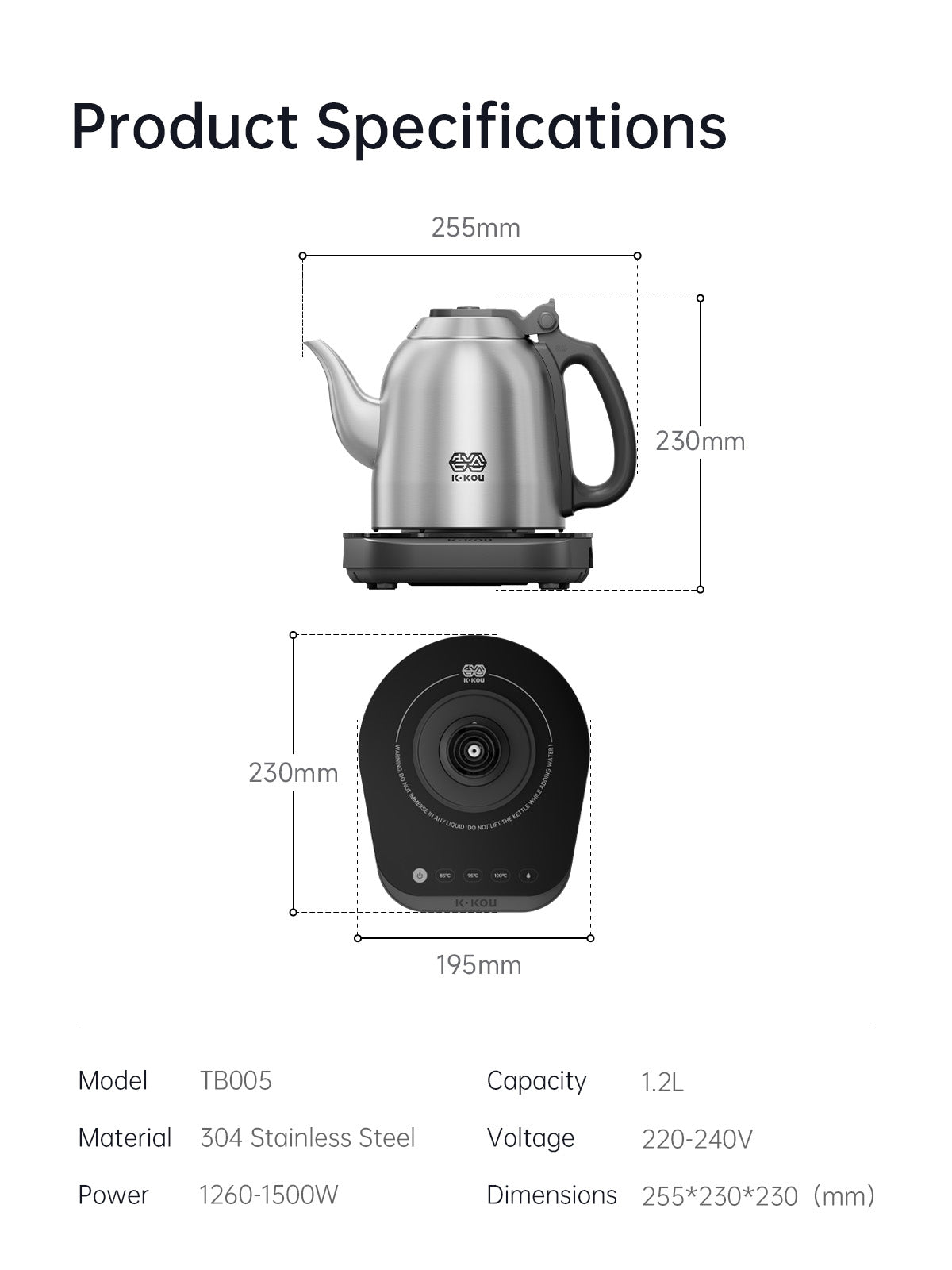 K·KOU TB005 Electric Kettle